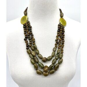 Natural TAGUA NUT Necklace Adjustable 32" Multi-strand Green Handmade